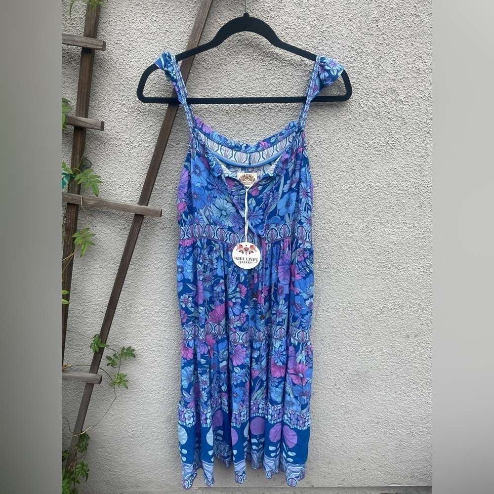 Nine Lives Bazaar Fleur midi Dress Lapis Ditsy Floral Boho Summer NWT! - Picture 4 of 10